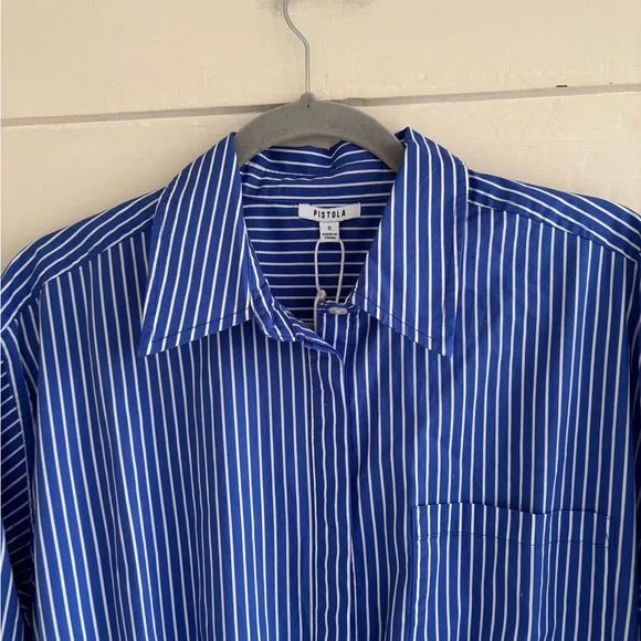 pistola Amelie Ultramarine Striped Shorts Romper One piece. Size Small NWT - Picture 3 of 13